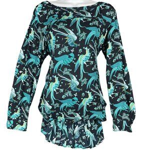 Loft Top Womens Size S Blue Peacock Career High Low Capsule Classic Jewel Boho